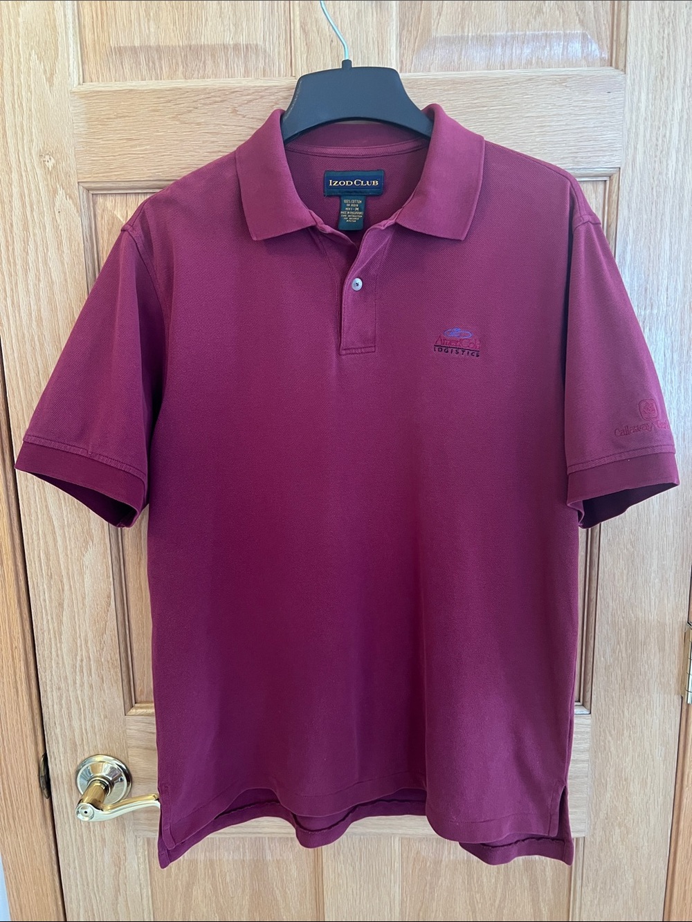 Izod Maroon Short Sleeve Polo Shirt - Size Medium